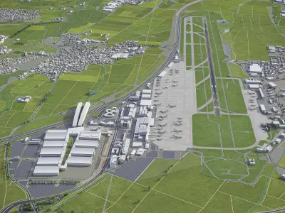 Stuttgart - Airport - STR Low-poly 3D model