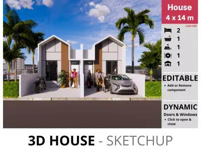 House 4x14m code 640 - Sketchup 3D model 3D model 3D model