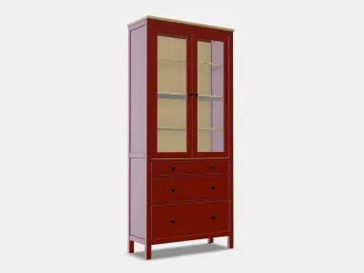 HEMNES Glassdoor cabinet with 3 drawers 2 Low-poly 3D model