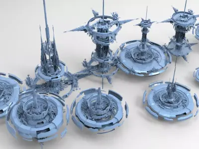 Cyberpunk Hourglass Tide turner Tower 2 island cities collection Low-poly 3D model