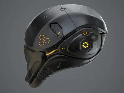 Sci-Fi Helmet 2 Low-poly 3D model