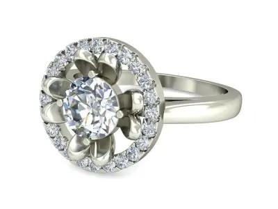 Light Weight White Gold Diamond Ring  -Diamond ring -VJR07 3D print model