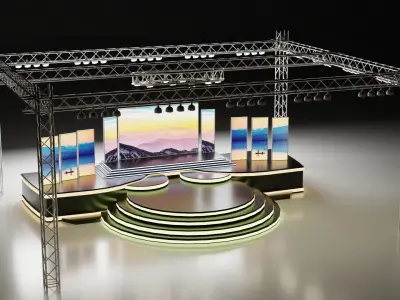 Corporate and Concert Event Stage 3D Model with Display 3D model