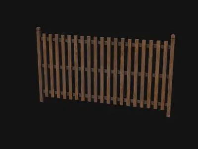Wooden Fence Low-poly 3D model