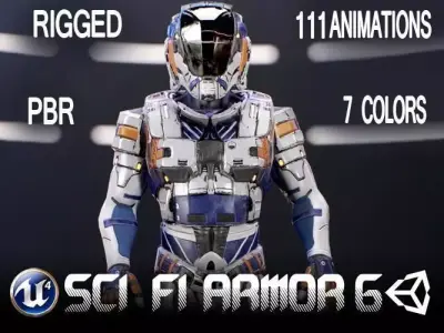 Sci-Fi Armor 6 Low-poly 3D model