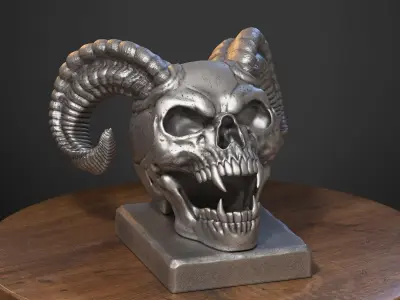 Skull scream horns Headphone Stand Cyborg Headset Stand 3D print model