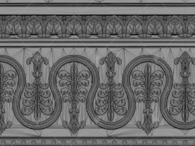 Architectural ceiling Cornice Palms dollhouse 3D print model 3D print model