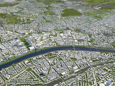Frankfurt Germany 50x50km 3D City Map 3D model