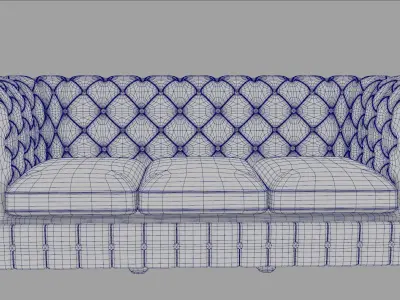 Chesterfield Style Leather Sofa 3D Model Low-poly 3D model