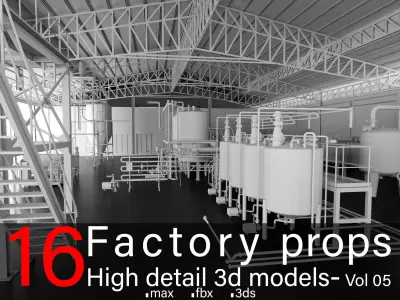 16 Factory Props-High detail 3d models- Vol 05 3D model