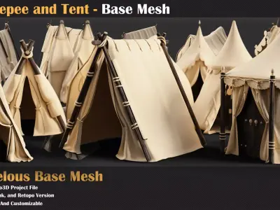 15 Tepee and Tent Base Mesh - VOL 29   3D model