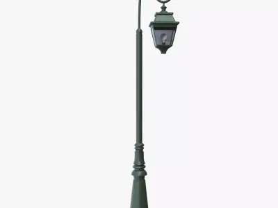 Green Classic Street Lamp PBR Low Poly All Quads Low-poly 3D model