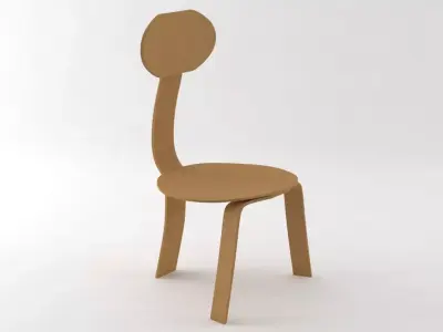simple wood chair 3D model