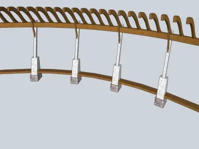 wooden pargola in curve sketchup model 3D model