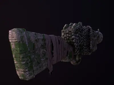 Stylize Stone Moss Gun  Low-poly 3D model