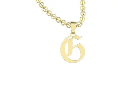 Gothic G letter pendant 3D print model