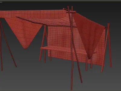 Market Stall Cotton Low-poly 3D model