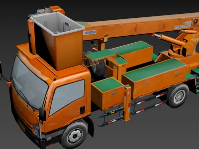 Animated-SCI FI - ISUZU boom lift Low-poly 3D model
