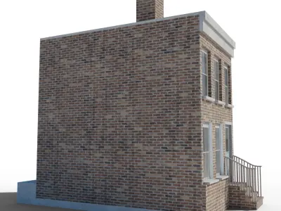 Townhouse brick house Free low-poly 3D model