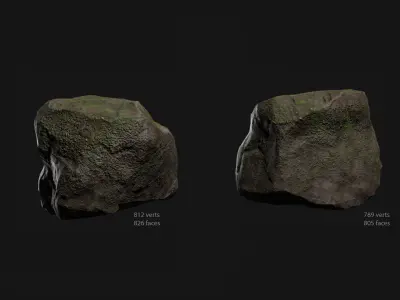 Forest Rocks Set Low-poly 3D model