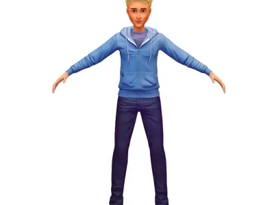 Cartoon Low Poly Style Man Avatar 002 3D Model Low-poly 3D model