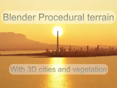 Large scale procedural terrain generator with 3D cities 3D model