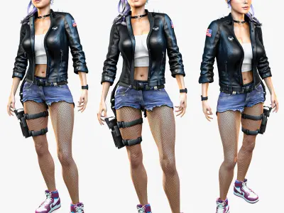  Cyberpunk Girl Sci-fi Female Character Eve Low-poly 3D model