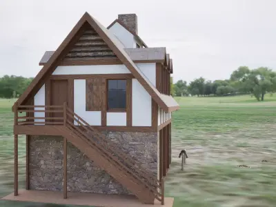 Medieval Blacksmith Forge  3D Model with  Game Ready Low-poly 3D model