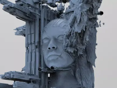 Ancient Crystal Sci fi tower cliff 7 3D model