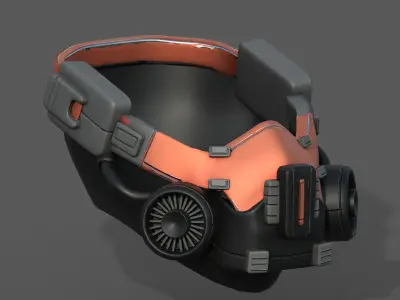 Gas mask scifi futuristic military combat  Low-poly 3D model