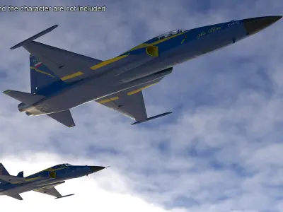  HESA Saeqeh Iranian Aircraft without Rockets Blue Rigged for Cinema 4D 