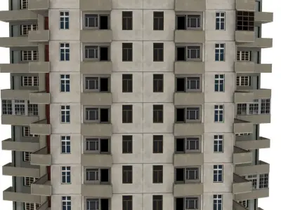 16 storey Soviet building from Armenia Low-poly 3D model