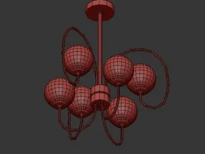 SCARLETT gold chandelier with five glass globes 3D model