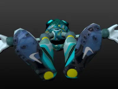 Low-Poly-Hi-Res-Mechanim alien leg Low-poly 3D model