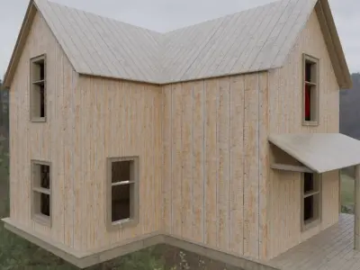 Old Wooden House - Detailed Interior Low-poly 3D model