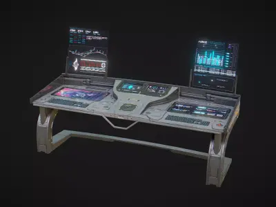 Sci Fi Lab Control Panel Low-poly 3D model