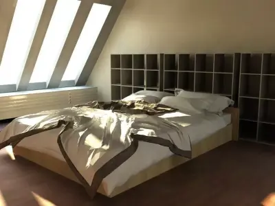 bed frame wood Free 3D model