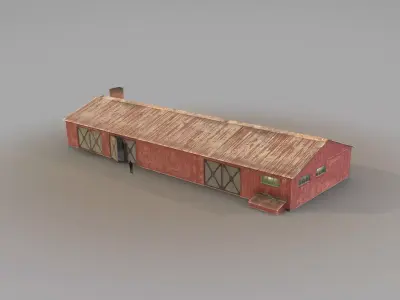 Old Garage 01 red  Low-poly 3D model