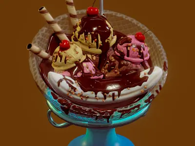 banana split bowl Low-poly 3D model