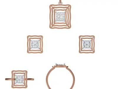 Light wt Ring Earrings Pendant set 3dm stl 1-render details 3D print model 4