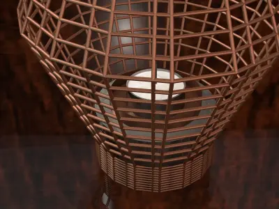 candlesticks gold lantern on wooden table 3D model