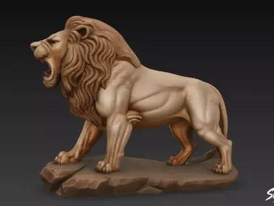 Lion Statue V30 Low-poly 3D model
