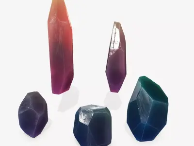 Crystal Set Low-poly 3D model