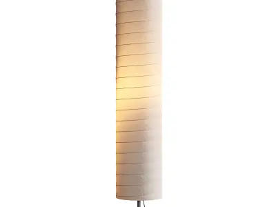 Silver-gray metal round base white paper floor lamp 3D model