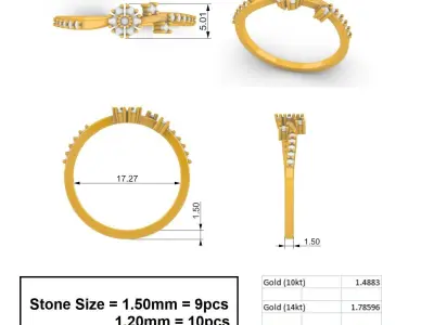 Floret Leaf Diamond Ring  3D print model
