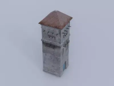 Old railway transformer station Low-poly 3D model