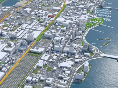 West Palm Beach Downtown Florida USA Low-poly 3D model