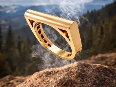 Minimal Architectural Bar Top Ring 3D print model