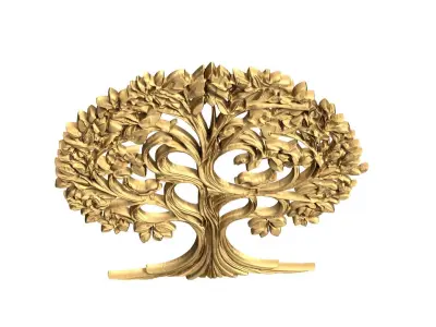 decor set wall panel tree relief mural CNC 07  3D print model purchase