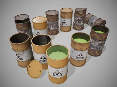 Barrels radiation set Low-poly 3D model